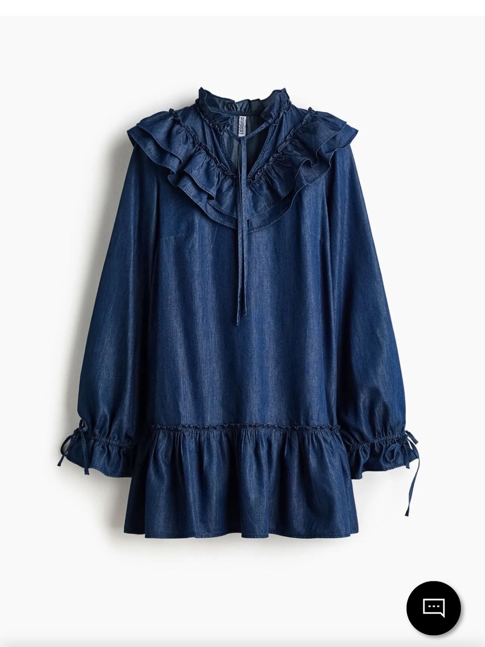 NEW H&M Dark Blue Ruffle Denim Dress